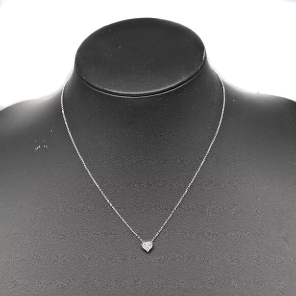 TIFFANY&Co. Sentimental heart Necklace Pt950Platinum/diamond 3.1g Women - Picture 1 of 8